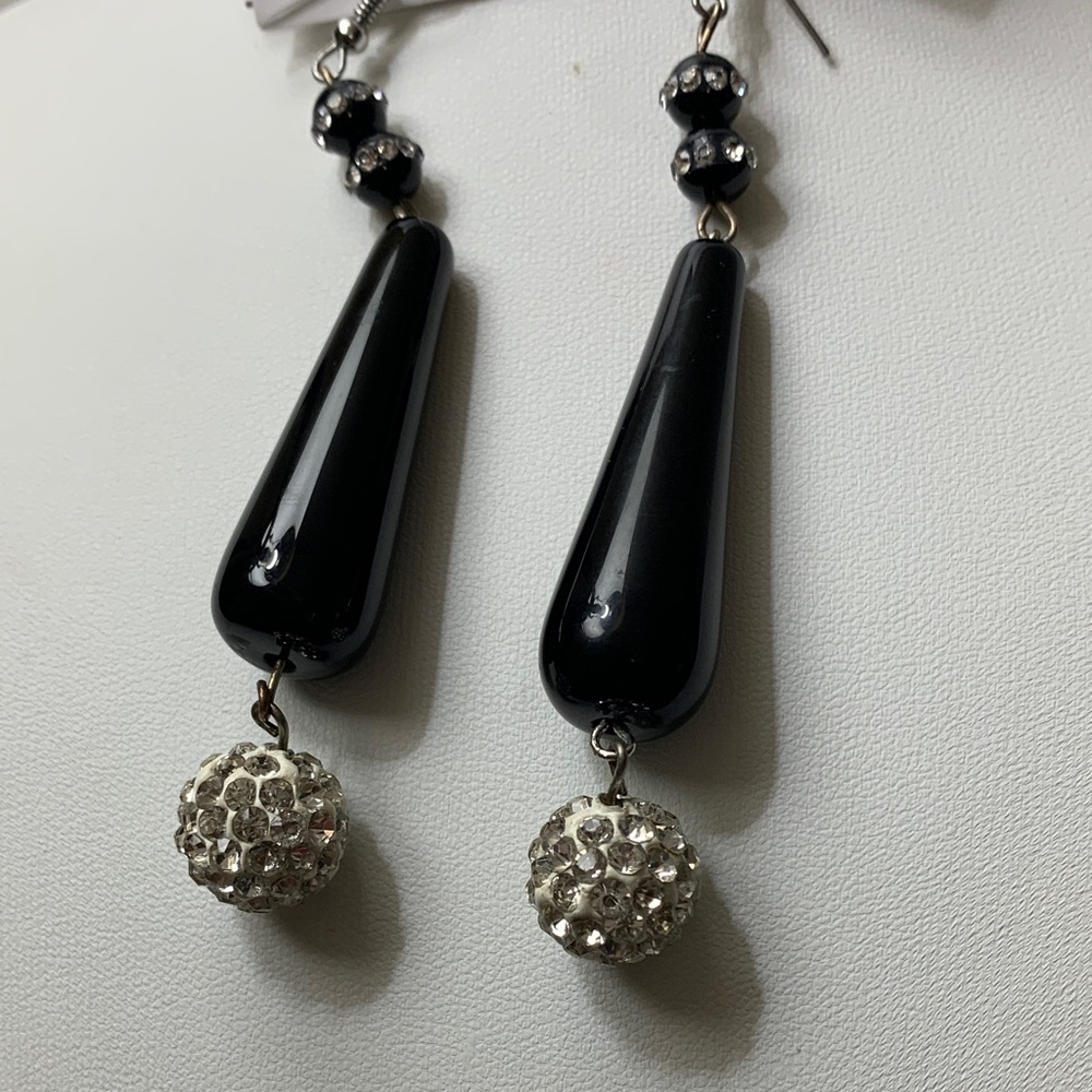 Chic Black and Silver Dangle Earrings